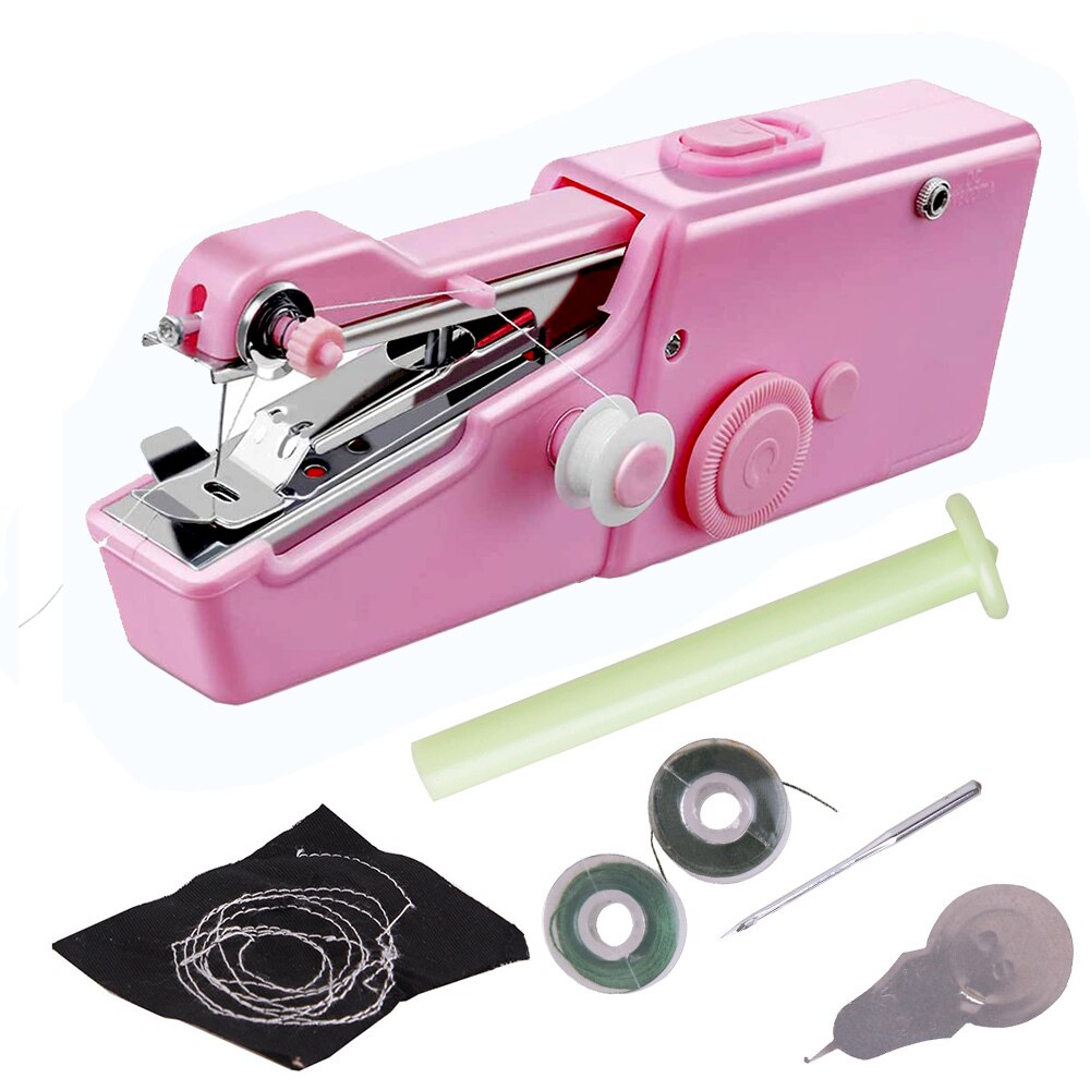 Pink Hand-held Portable Sewing Machine