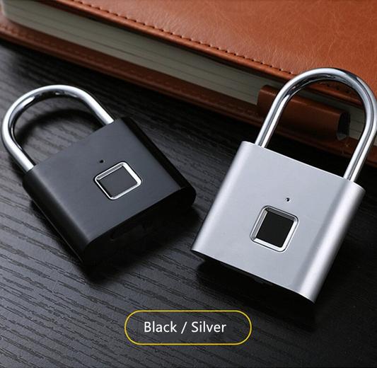 Smart Fingerprint Padlock Black and Silver